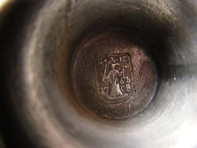 A nice pair of early 18th century Dutch pewter candlesticks depicting a Butcher and a Baker — image 6